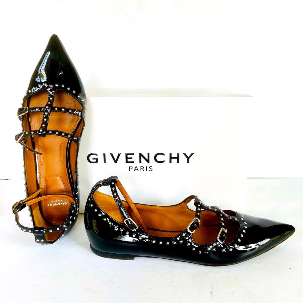 Givenchy black patent studded flats 37.5 - Picture 2 of 13